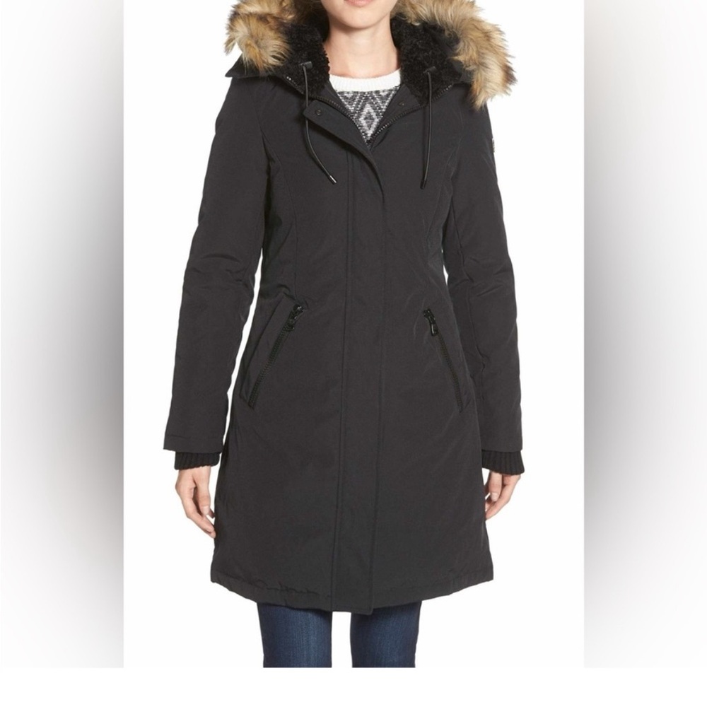 Vince Camuto Down and Feather feminine A-line Parka black size XS